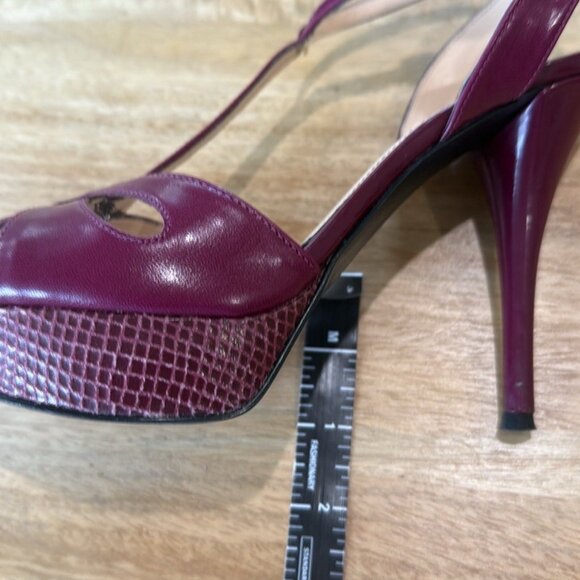 Marc Fisher fuchsia Patent Leather Platform T-Strap Heels Peep Toe - Picture 12 of 14